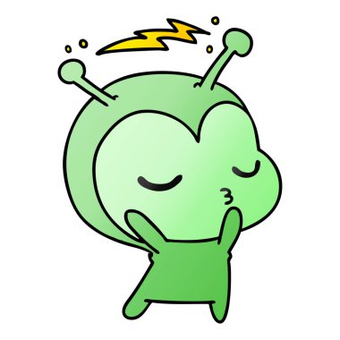 şirin kawaii yabancı serbest el çekilmiş degrade çizgi film