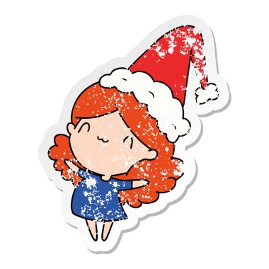 Noel sıkıntılı etiket karikatür kawaii kız