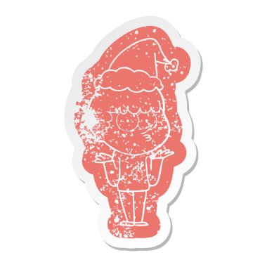 omuzlarında shrugging meraklı bir çocuk çizgi film sıkıntılı etiket 