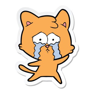 etiket bir karikatür ağlayan kedi