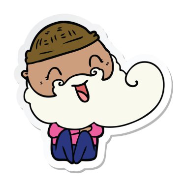 mutlu bir sakallı adamın etiket