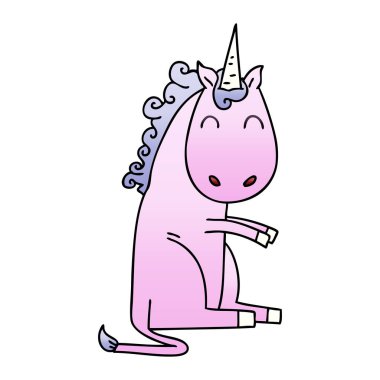 ilginç degrade gölgeli çizgi film tek boynuzlu at