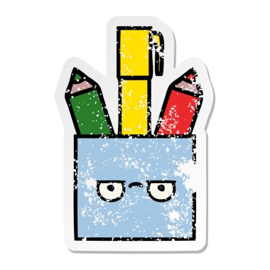 bir sevimli çizgi kalem tencere sıkıntılı etiket