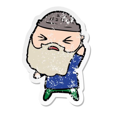 sakallı bir karikatür insanın sıkıntılı etiket