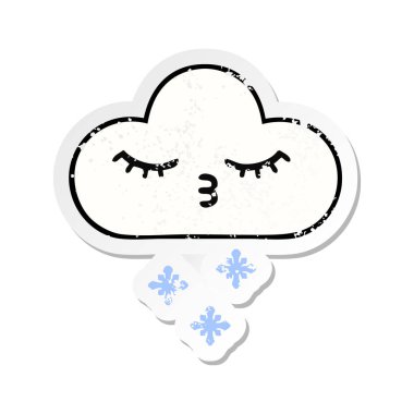 sevimli çizgi kar bulut sıkıntılı etiket