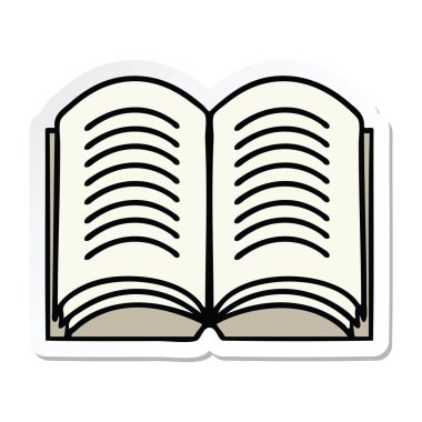 etiket bir sevimli çizgi açık kitap