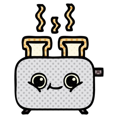 çizgi roman tarzı karikatür bir ekmek kızartma makinesi,