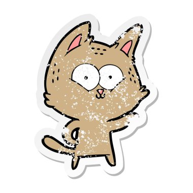 bir karikatür kedi sıkıntılı etiket