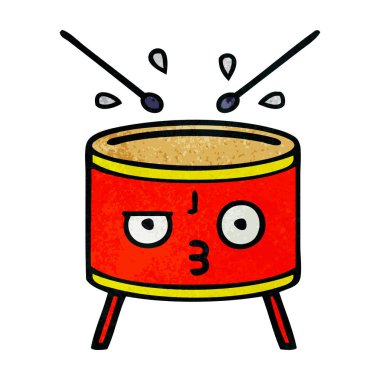 Retro grunge doku karikatür bir davul