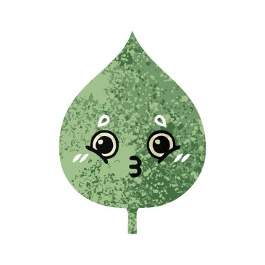 Retro illüstrasyon stil çizgi film ekspresiyon yaprak