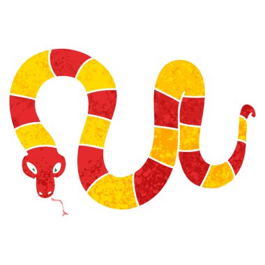 ilginç retro illüstrasyon tarzı çizgi film yılan
