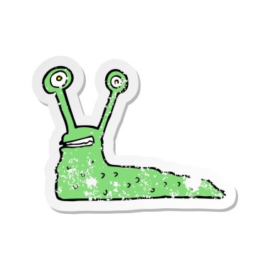 bir çizgi film sülük Retro sıkıntılı etiket