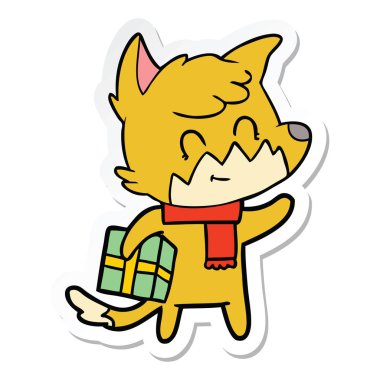 etiket karikatür dostu Noel tilki