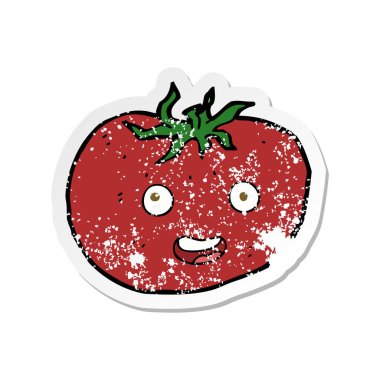 bir çizgi film domates Retro sıkıntılı etiket