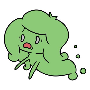 kawaii korkunç hayalet serbest çizilmiş karikatür