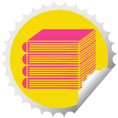 dairesel peeling etiket karikatür kitap yığını