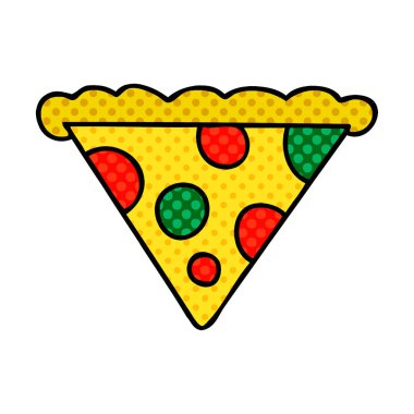 çizgi roman tarzı ilginç karikatür dilim pizza