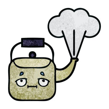 Retro doku karikatür buharlı su ısıtıcısı