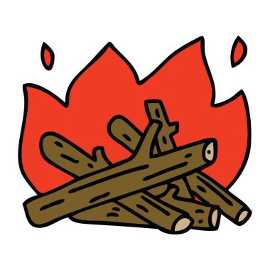 el çekilmiş ilginç karikatür kamp ateşi