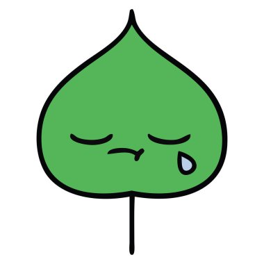 sevimli çizgi ekspresiyon yaprak