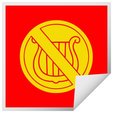 kare etiketi karikatür peeling hiçbir müzik izin işaret