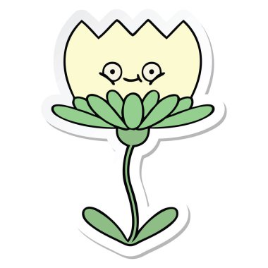 etiket bir sevimli çizgi çiçek