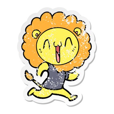 mutlu karikatür aslan sıkıntılı etiket