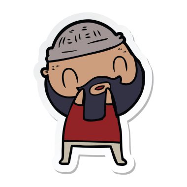 etiket bir karikatür sakallı adamın