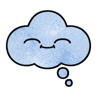 Retro grunge doku karikatür bir düşünce balonu