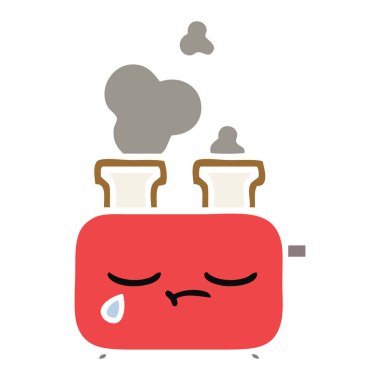 düz renk retro karikatür bir ekmek kızartma makinesi