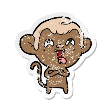 bir deli karikatür maymun sıkıntılı etiket