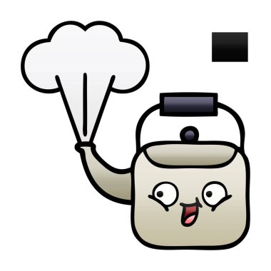 dumanı tüten bir Kettle degrade gölgeli çizgi film