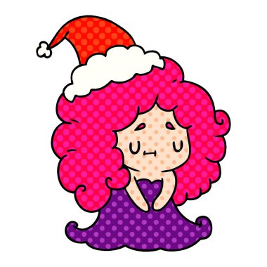 Noel karikatür kawaii kız el çekilmiş