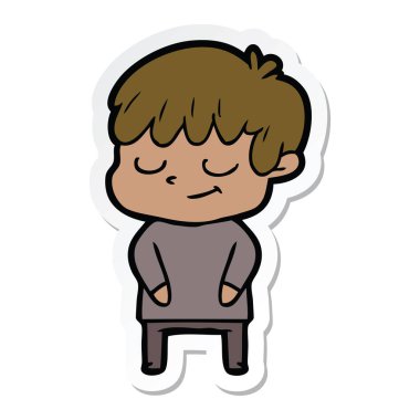 etiket bir karikatür mutlu çocuk