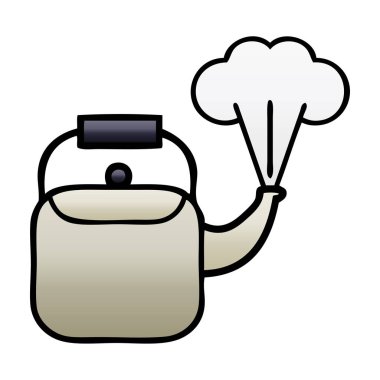 Degrade gölgeli karikatür buharlı su ısıtıcısı