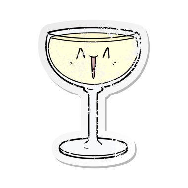 bir çizgi film kadeh şarap sıkıntılı etiket