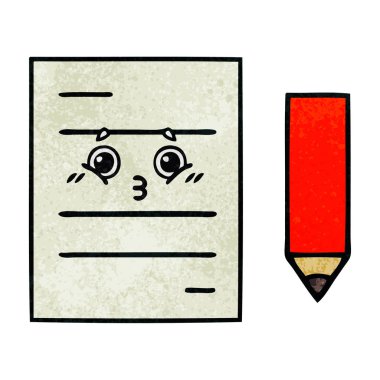 Retro grunge doku karikatür bir test kağıt