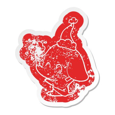 sevimli çizgi etiket su wea spouting bir filin sıkıntılı