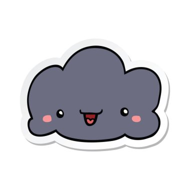 sevimli çizgi bulut etiket