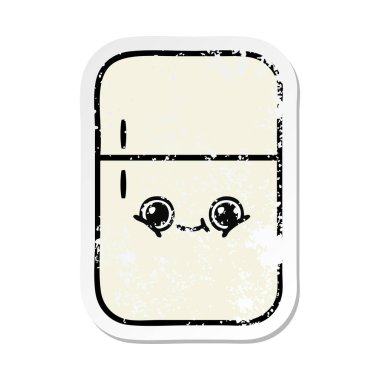 sevimli çizgi buzdolabı dondurucu sıkıntılı etiket