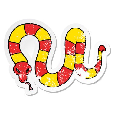 ilginç bir el sıkıntılı etiket karikatür yılan çizilmiş