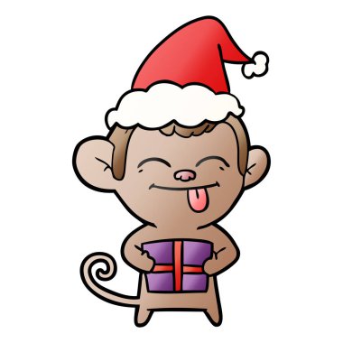 komik degrade karikatür Noel hediyesi nedir ile maymun