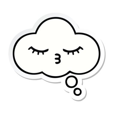 sevimli çizgi düşünce balonu etiket