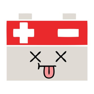 düz renk retro karikatür akü