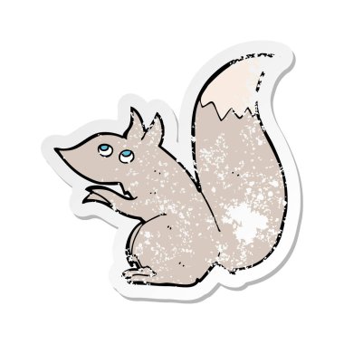 bir çizgi film sincap Retro sıkıntılı etiket