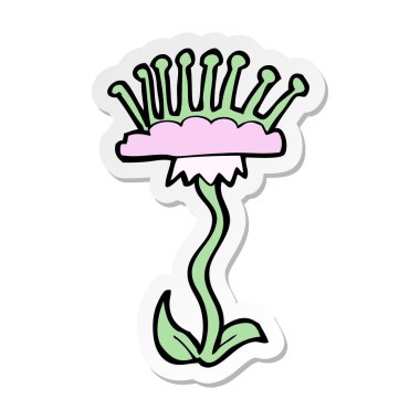 etiket bir karikatür çiçek