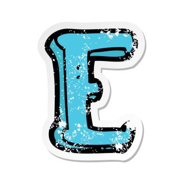 bir çizgi film E harfinin Retro sıkıntılı etiket