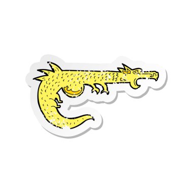 bir çizgi film Ortaçağ ejderha Retro sıkıntılı etiket