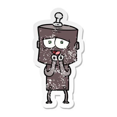 bir çizgi film robot sıkıntılı etiket