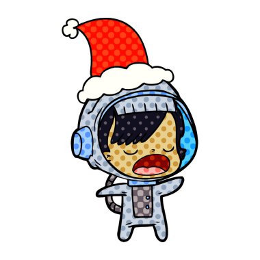 konuşan bir astronot kadın weari çizgi roman tarzı gösteren resim